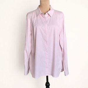 WORTH New York Blush Pink Zip Back Button Down Shirt XL Cotton Stretch Blouse